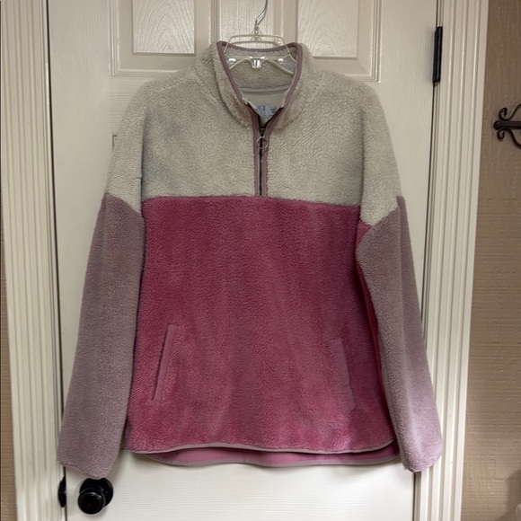 Time and Tru Jackets & Blazers - Time and Tru Pink, lavender and cream Teddy Jacket Cozy and Stylish